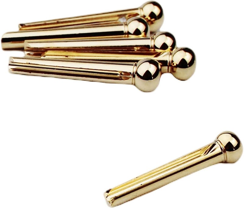 guyker Guitar Bridge Pins, Pure Brass Pins Endpin for 6 Strings Folk Acoustic Guitar Nail Pegs Fixed Cone Replacement Parts High Craftsmanship 1 Set (6 Pcs) - Image 2